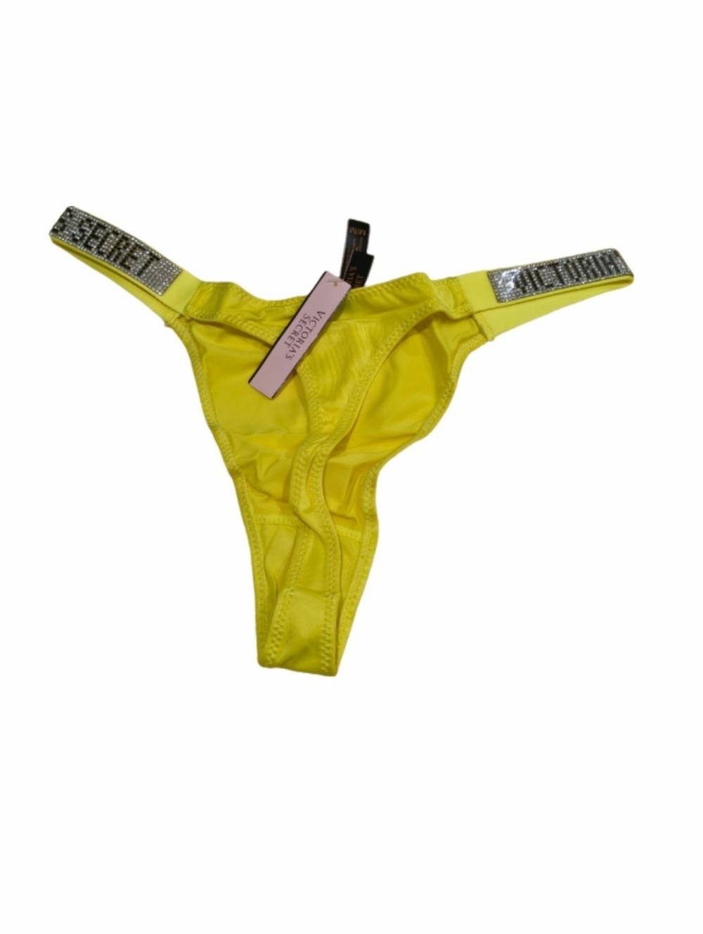 Victoria's Secret Neon Yellow With Rhinestone Strap Thong NWT